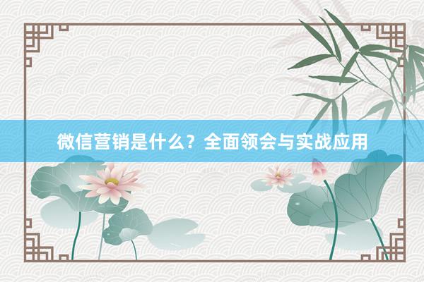 微信营销是什么？全面领会与实战应用